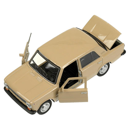 2101-12-BG Машина металл ваз-2101 длина 12 см, двери, багажник, инерц, бежевый, кор. Технопарк в кор.2