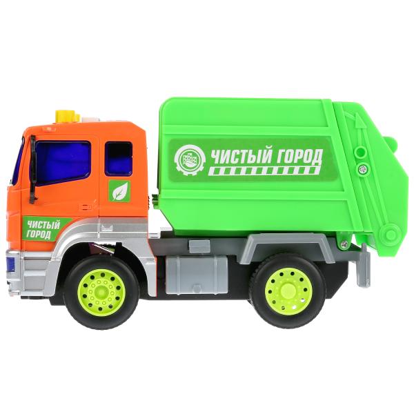 Машиназвук на бат свет+ Камаз "камаз мусоровоз" 17см, пласт, инерц. в кор. Технопарк в кор.36шт