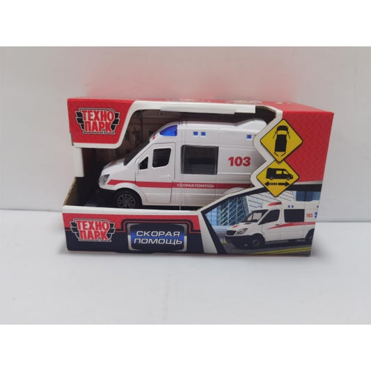 Машина пластик СКОРАЯ 13,5 см, инерция., двери, кор. Технопарк в кор.2*120шт