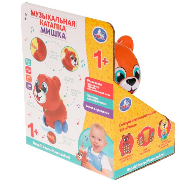 Музыкальная каталка мишка.50 песен,загадок, звуков. свет. Умка в кор.60шт
