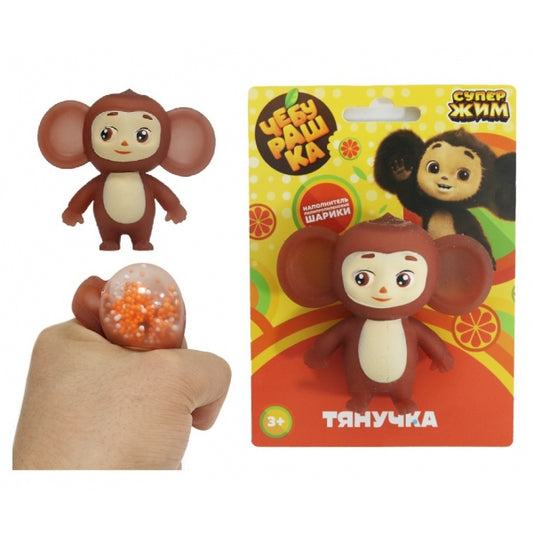 Игрушка-антистресс тянучка Чебурашка наполнение шариками, блистер Супер Жим в кор.48шт