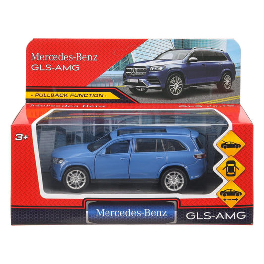 GLS-12-BU Машина металл MERCEDES-BENZ gls class amg 12см, дв,баг,ин,синий, кор. Технопарк в кор.2*36