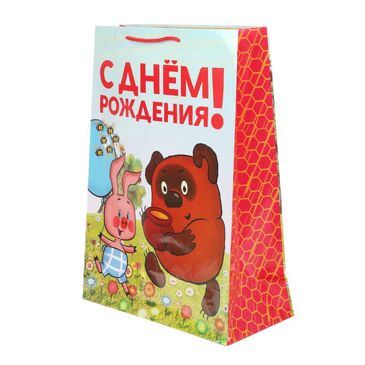 Пакет подарочный глянцевый СОЮЗМУЛЬТФИЛЬМ l, Винни Пух,140 гр/м2 ЧУДО ПРАЗДНИК в кор.10*12шт