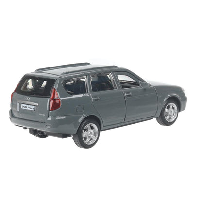 Машина металл LADA PRIORA длина 12 см, двери,багаж,инерц,темно-серый, в кор. Технопарк в кор.2*36шт