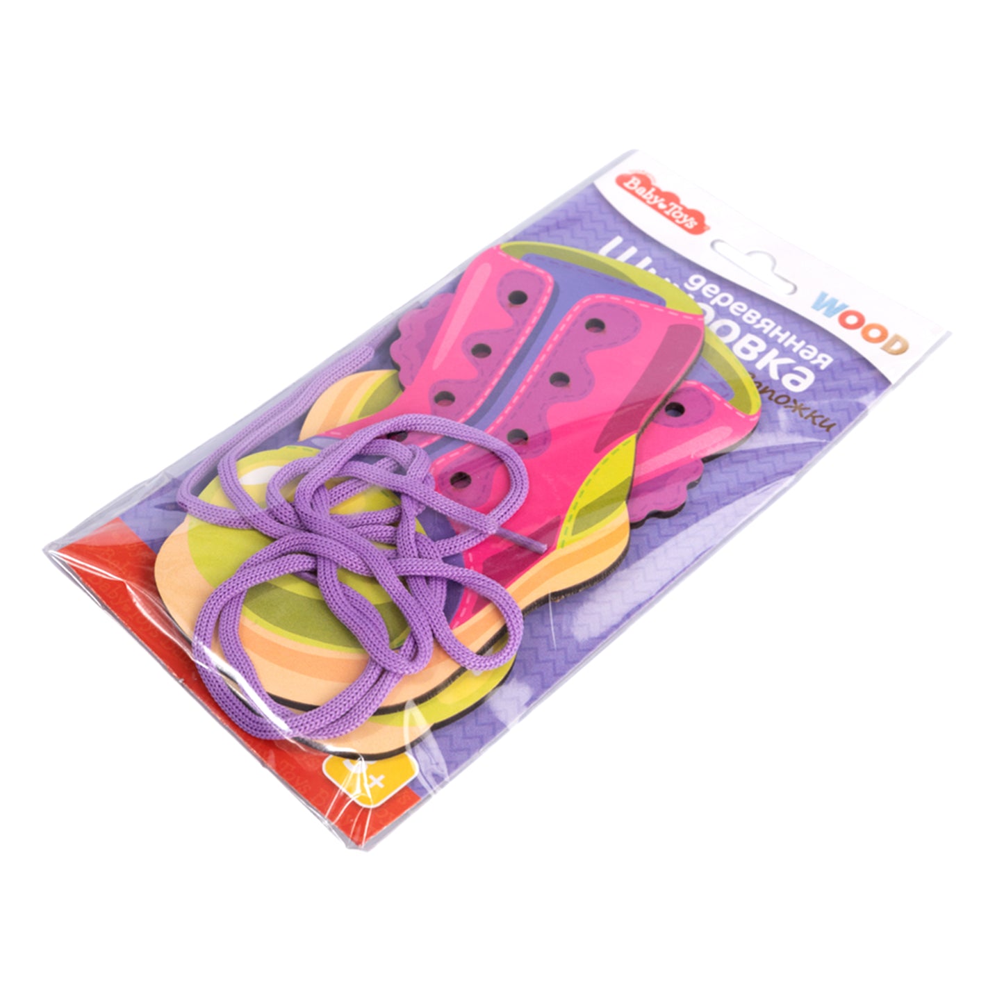 Шнуровка деревянная "Сапожки" Baby Toys Wood (европодвес)