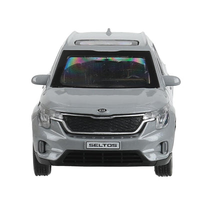 Машина металл KIA seltos длина 12 см, двери, багажник., инерц, серебряный, кор. Технопарк в кор.2*36шт