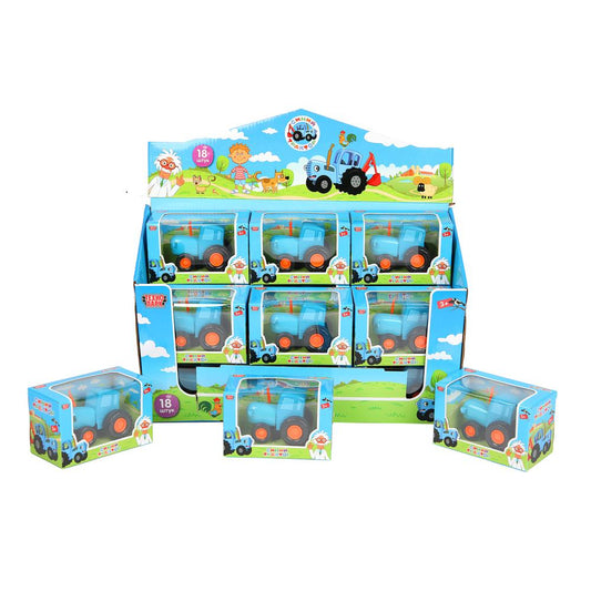 Машина металл СИНИЙ ТРАКТОР синий трактор длина 7,5см, синий, индикатор. Технопарк уп-18шт в кор.2*3уп