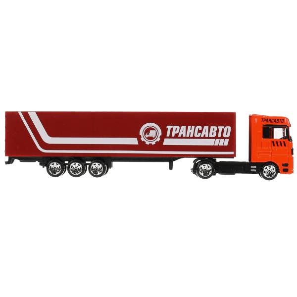 Машина металл ТЯГАЧ С ПРИЦЕПОМ 19,5 см, подвиж. дет., кор. Технопарк в кор.2*84шт