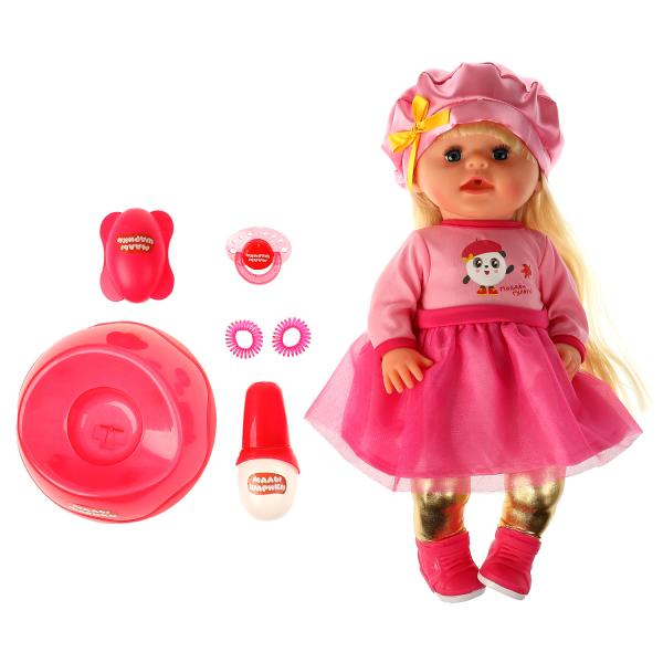 Кукла озвучка МАЛЫШАРИКИ Пандочка 40см, пьет, пис, плачет, 15 песен, 6 акс КАРАПУЗ в кор.8шт