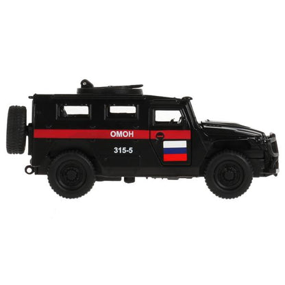 CT12-357-N-BL(MATTE)-WBМашина металл звук-свет ГАЗ ТИГР омон 13,7 см, дв.,капот, люк, инерц., кор. Т