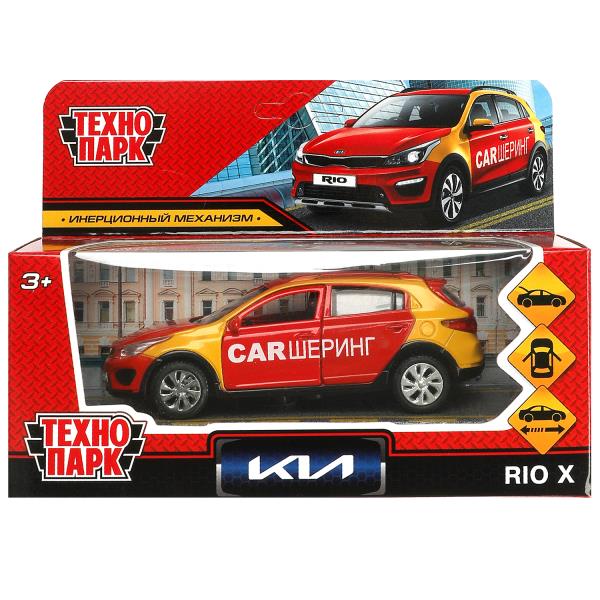 Машина металл KIA RIO X КАРШЕРИНГ 12 см, двери, багаж, инерц, красный, кор. Технопарк в кор.2*36шт