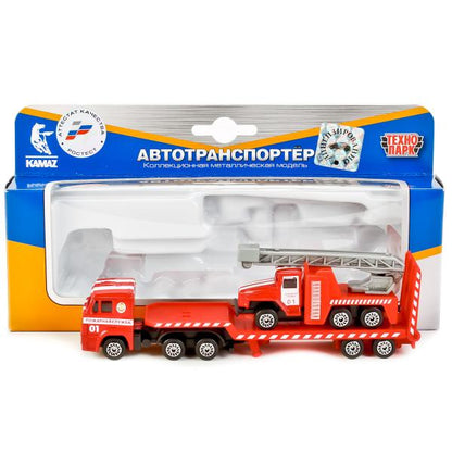 НАБОР "ТЕХНОПАРК" КАМАЗ. ТРАНСПОРТЕР МЕТАЛЛ. С МАШИНОЙ/ВЕРТОЛЕТОМ СПЕЦСЛУЖБ 7СМ В КОР. в кор.2*72шт