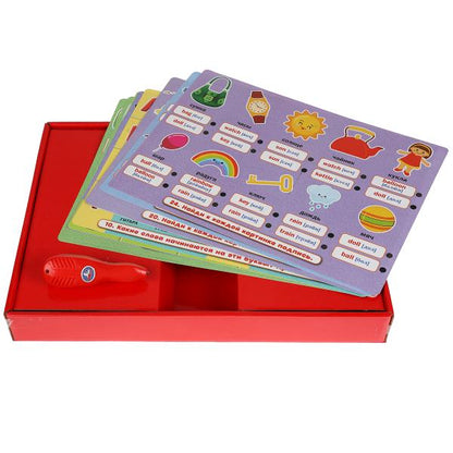 HT488-R1315552 Электровикторина с ручкой русско-английская азбука.180 картинок,заданий.кор.бат. Умка