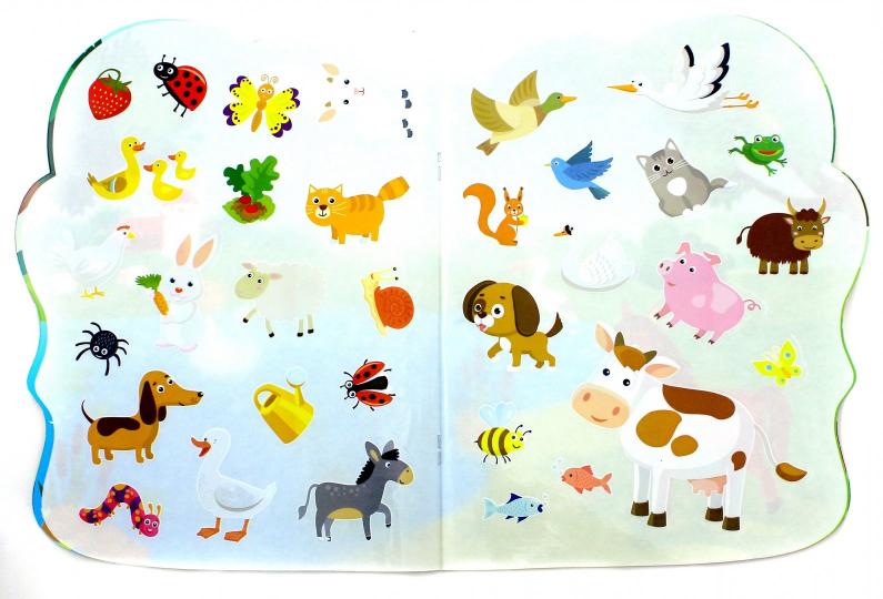 Веселые животные Ферма: книжка с наклейками