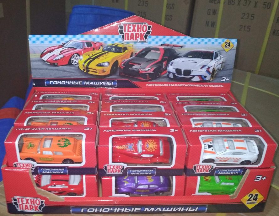 ТМ Технопарк. Машина металл "РОАД РЕЙСИНГ", длина 7,5 см, В АССОРТЕ, В ДИСПЛЕЕ. УП-24ШТ в кор.2*12уп