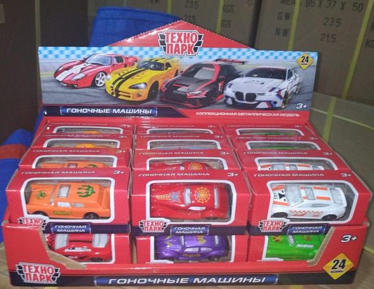 ТМ Технопарк. Машина металл "РОАД РЕЙСИНГ", длина 7,5 см, В АССОРТЕ, В ДИСПЛЕЕ. УП-24ШТ в кор.2*12уп