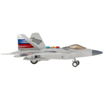ZY1006390-R Модель пластиковый свет-звук ИСТРЕБИТЕЛЬ 26 см, 3 кнопки, инерция, кор. Технопарк в кор.48шт