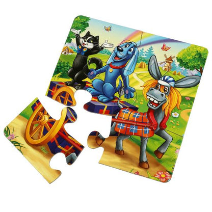 Бременские музыканты. Книга с 5 пазлами. 160х160мм. 10 карт. стр. Умка в кор.28шт