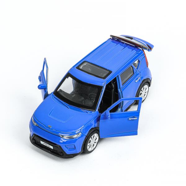 Машина металл KIA soul длина 12 см, двери, багаж., инерц, синий, кор. Parc technologique dans le cor.2*36шт