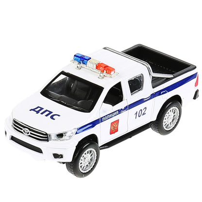 Machine en métal toyota hilux politique, 12 cm, ouverte. двери, инерц, белый, в кор. Parc technologique dans le cor.2*36шт