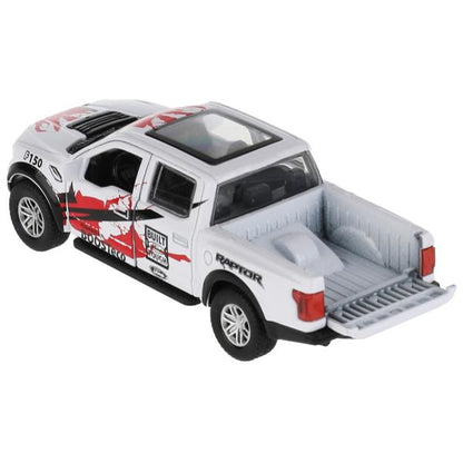 F150RAP-12SRT-WH 326504 Машина металл FORD F150 RAPTOR СПОРТ 12 см, двери, багаж, инерц, белый, кор.