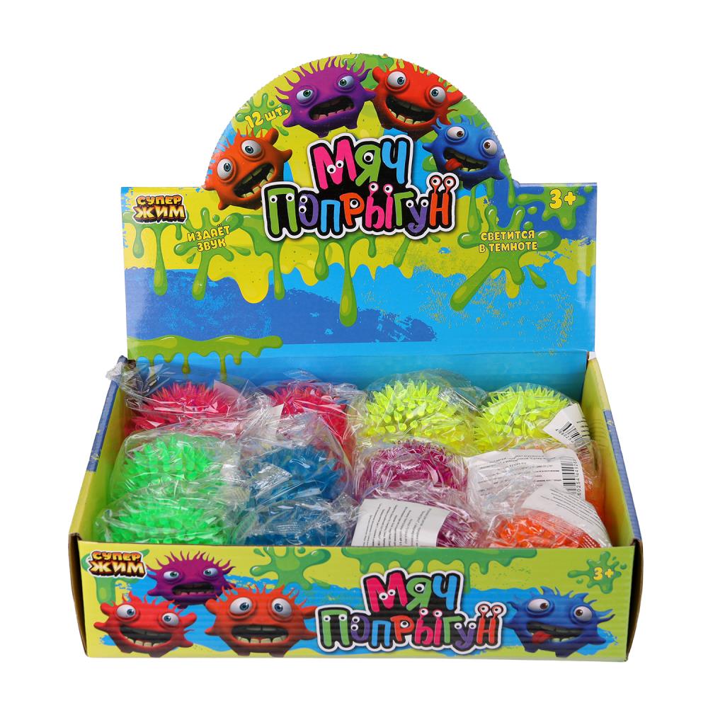 Игрушка мяч-попрыгун 7,5см светится, цвета в сборе, светодиод Супер Жим уп-12шт в кор.12уп