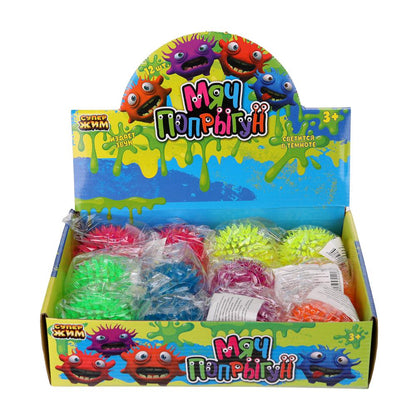 Игрушка мяч-попрыгун 7,5см светится, цвета в сборе, светодиод Супер Жим уп-12шт в кор.12уп