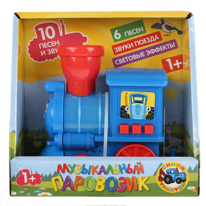 Музыкальный паровозик Синий tracteur свет+звук в русс. cor. Умка в кор.2*48шт