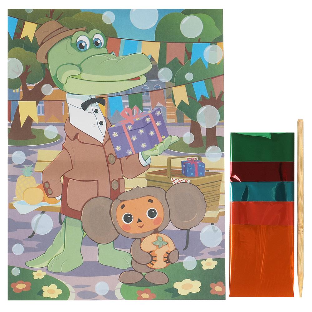 Аппликация из фольги 17*23 см Чебурашка МУЛЬТИ АРТ в кор.100шт