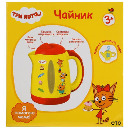 Чайник ТРИ КОТА ТМ "Играем вместе" на бат. свет+звук в русс. кор. в кор.2*18шт