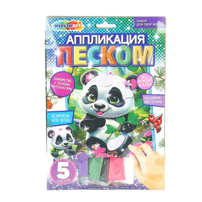 Аппликация песком матовая панда 17*23 см МУЛЬТИ АРТ в кор.100шт