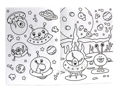 МОЯ РАСКРАСКА А4 чёрная. КОСМИЧЕСКИЙ ПОЛЁТ