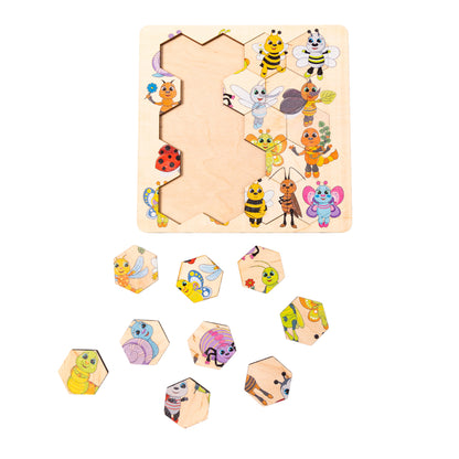 00784 Пазл деревянный. Занимательные соты. Букашки