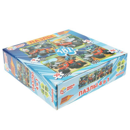 Набор пазлов 4в1 "Суперджипы" (9, 16, 25, 36 деталей). 175х175х50мм. Умные игры в кор.50шт