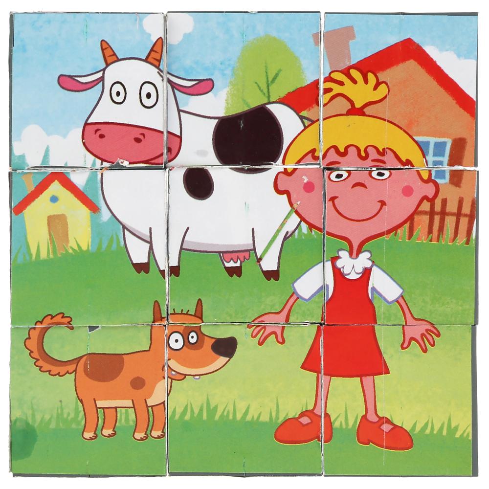 Набор из 9-и кубиков в пленке СИНИЙ ТРАКТОР настольные игры ИГРАЕМ ВМЕСТЕ в кор.30наб