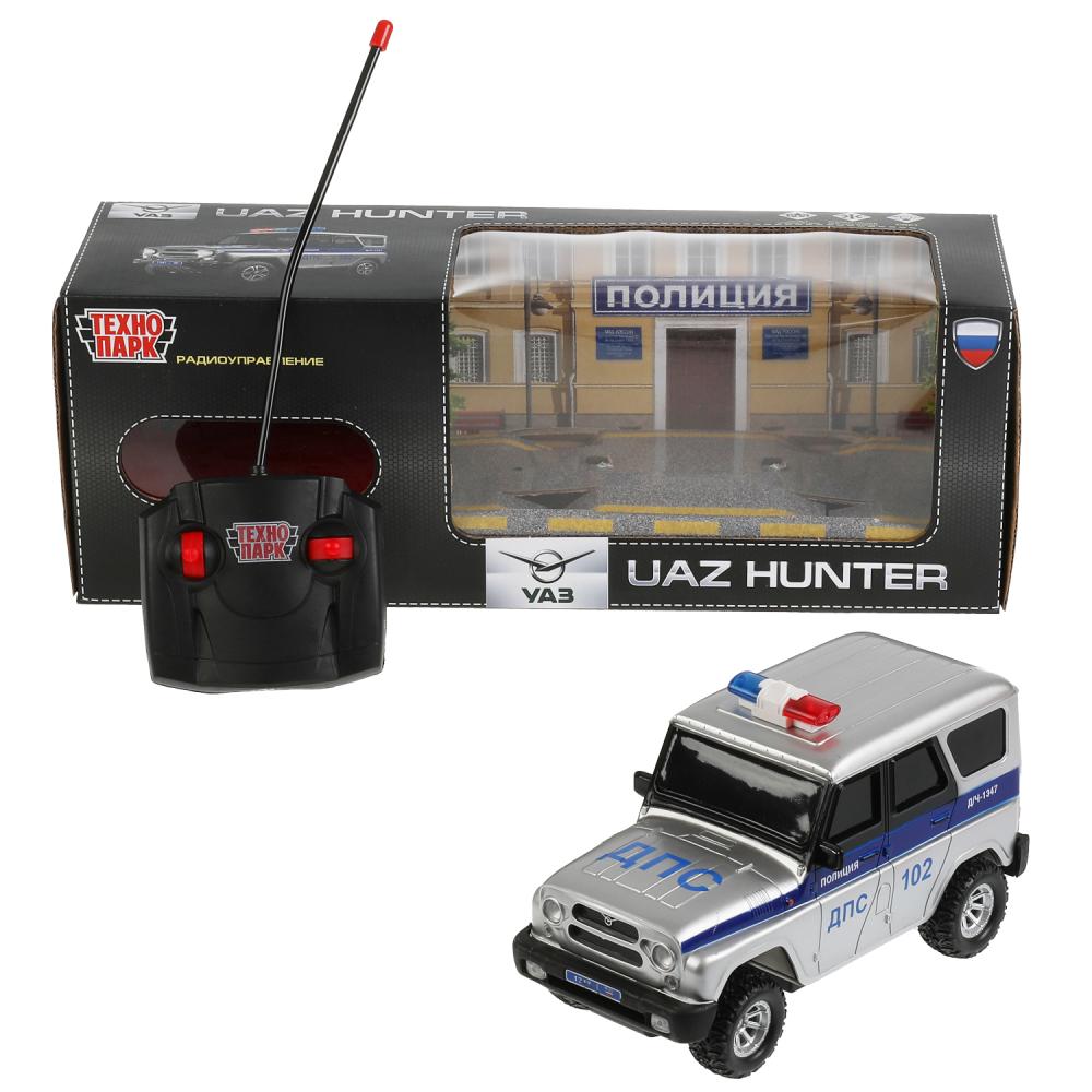 Машина р/у UAZ HUNTER ПОЛИЦИЯ 18 см, свет, серебр, кор. Технопарк в кор.2*24шт