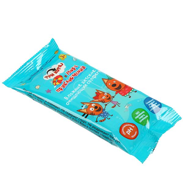 Влажные детские очищающие салфетки три кота Три Кота 15 шт. Заботливая мама в кор.180наб