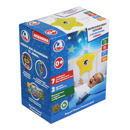 Музыкальный ночник ТМ УМКА с проектором (7 колыбельных) на бат. русс. чип в русс. кор. в кор.4*12шт