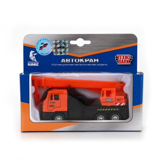 Машина металл KAMAZ КРАН, 12 см, двери, подвиж. дет., инерц., кор. Технопарк