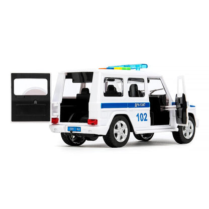 Machine en plastique pour Mercedes-Benz Classe G ПОЛИЦИЯ 22 см, дв, баг, kor. Parc technologique dans le cor.2*18шт