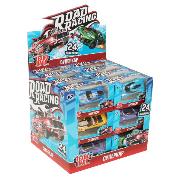 Машина металл ROAD RACING SUPERKAR 7,5 см, в ассортименте, фары Технопарк уп-24шт в кор.32уп