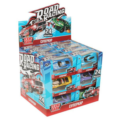 Машина металл ROAD RACING SUPERKAR 7,5 см, в ассортименте, фары Технопарк уп-24шт в кор.32уп