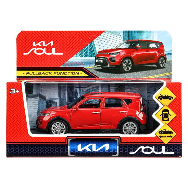 Машина металл KIA soul длина 12 см, двери, багаж., инерц, красный, кор. Parc technologique dans le cor.2*36шт