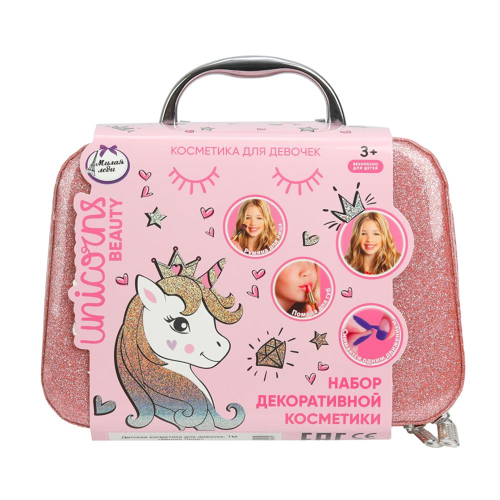 Косметика ДЛЯ ДЕВОЧЕК румяна, лак д/ногтей, помада,блёстки, кисточки МИЛАЯ ЛЕДИ в кор.2*30шт