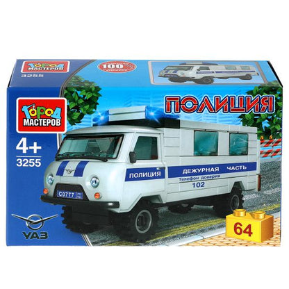UAZ конструктор uaz-452 ПОЛИЦИЯ, 64дет. Город мастеров в кор.80шт