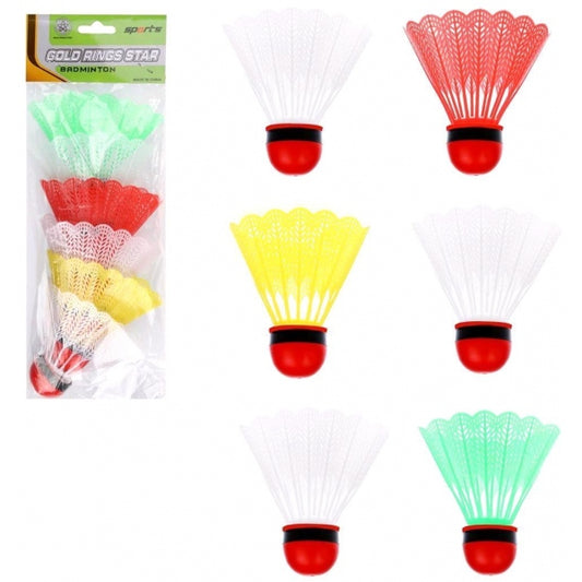 Воланы 6 штук цветные тяжелые, упаковка в кор.250наб