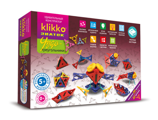 Удивительный конструктор ЗНАТОК-Klikko Чудо ТРЕУГОЛЬНИКИ 20в1 (57 деталей)