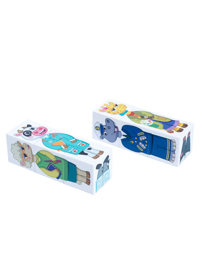 Кубики пластмассовые Умные кубики "Зверофессии" 6 шт (12 персонажей ) Baby Toys