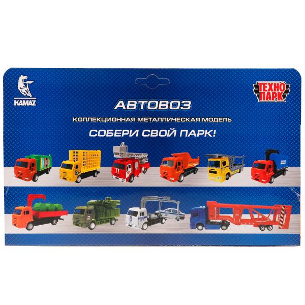Машина металл свет-звук KAMAZ АВТОВОЗ 20 см, подвиж дет, машин, красн, кор. Технопарк в кор.48шт