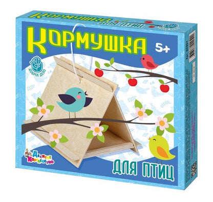 Кормушка для птиц деревянная (весенний рисунок)